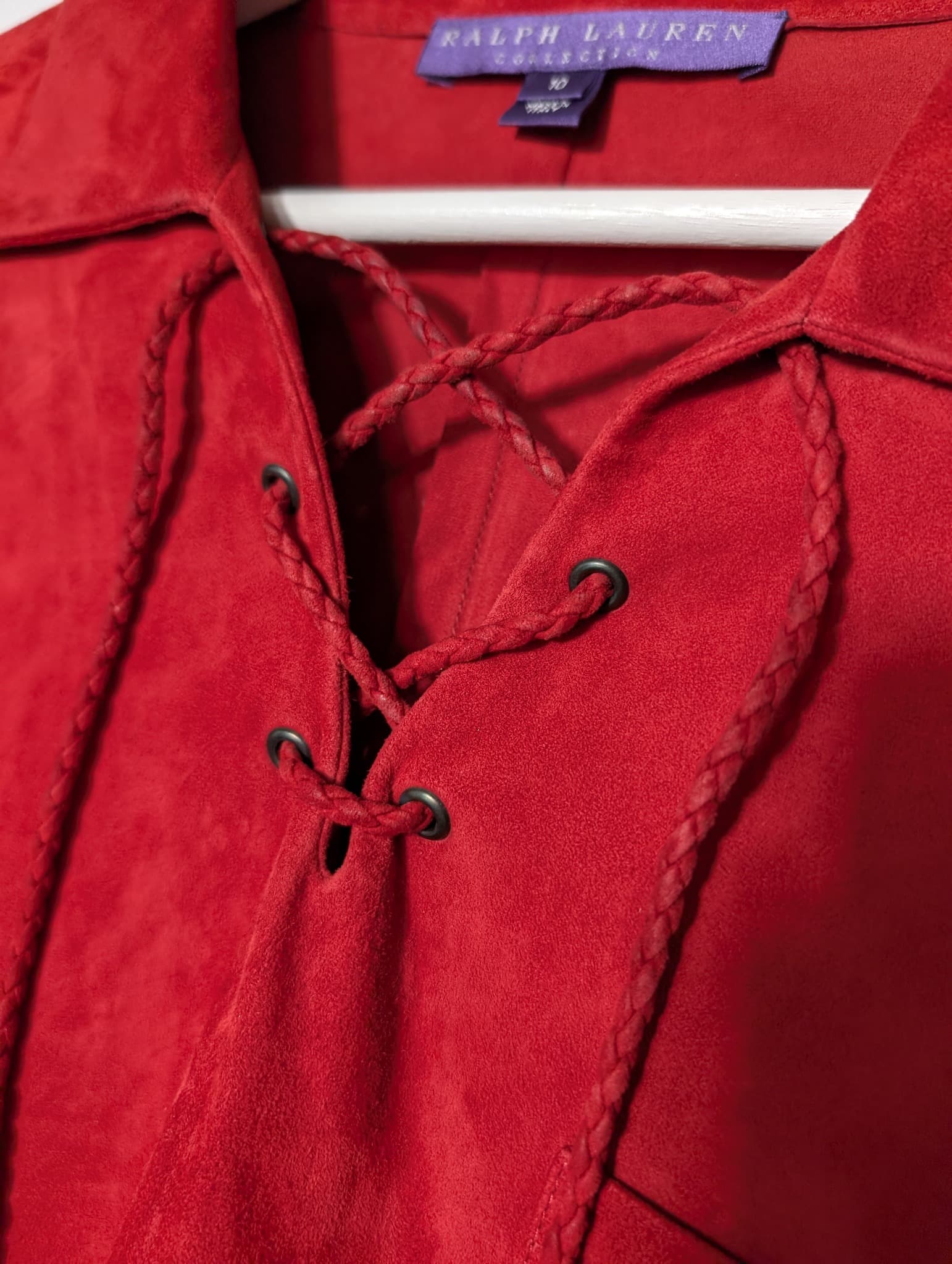Ralph Lauren Collection Suede Lace-Up Shirt Red Size 10 — photo 3 of 8