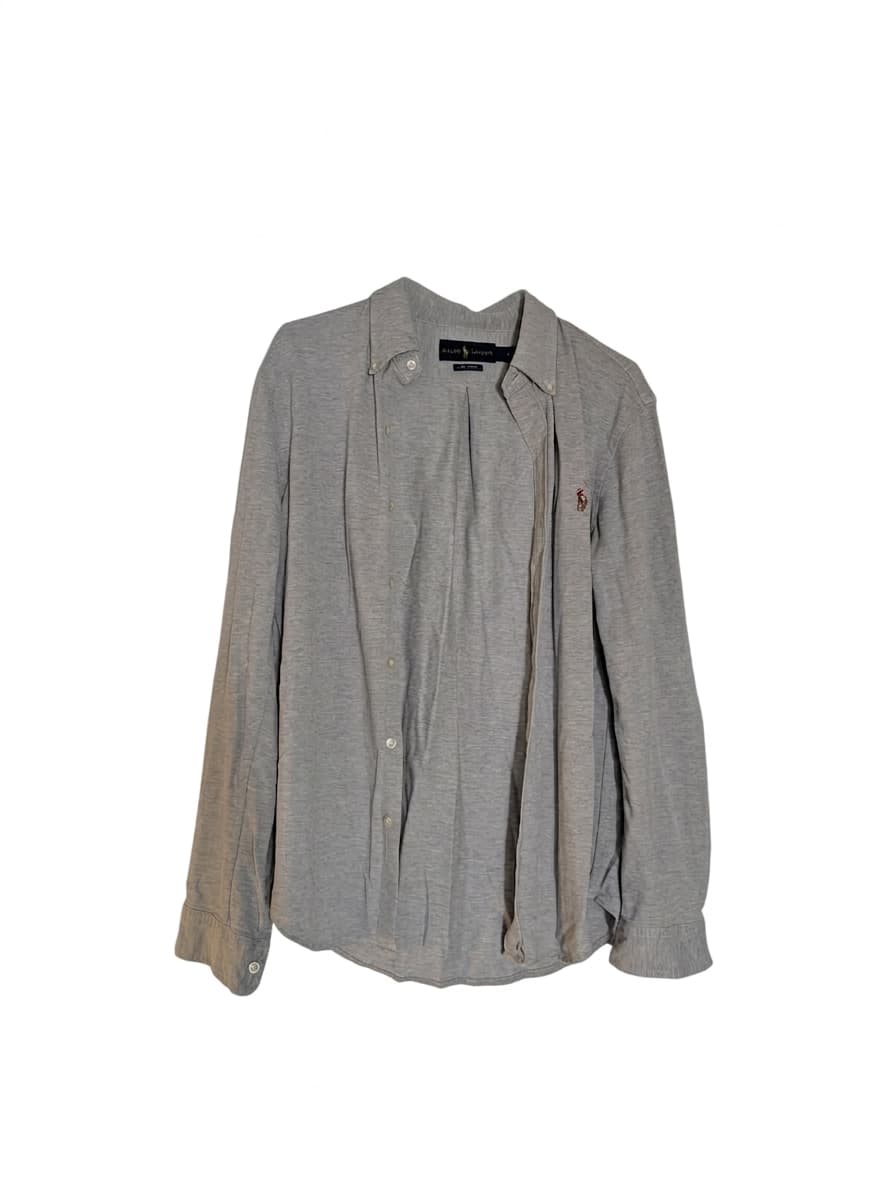Ralph Lauren Knit Oxford Shirt - Men's Grey Long Sleeve Button Down Size M — photo 1 of 4