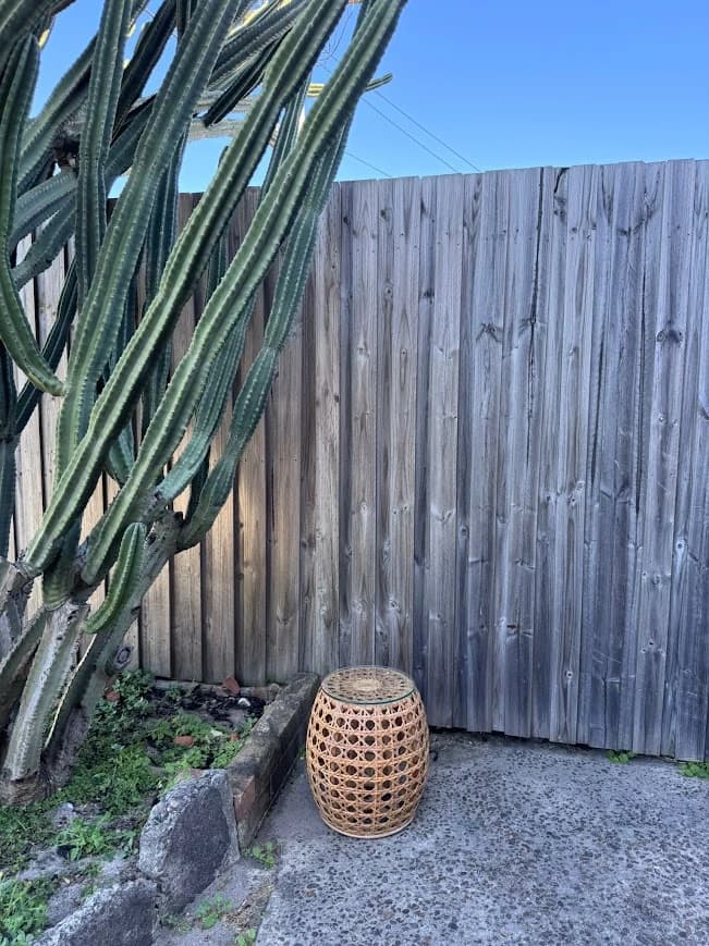 Rattan Side Table Glass Top Boho Wicker Stool Coastal Hamptons Bedside — photo 5 of 5