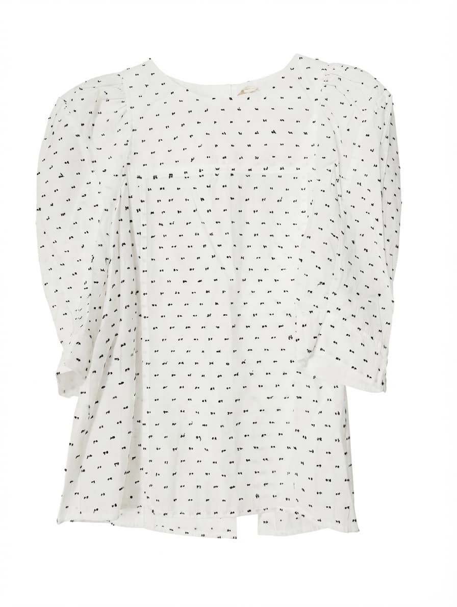Rebecca Taylor White Blouse with Black Embroidered Bows Size 2 — photo 1 of 6