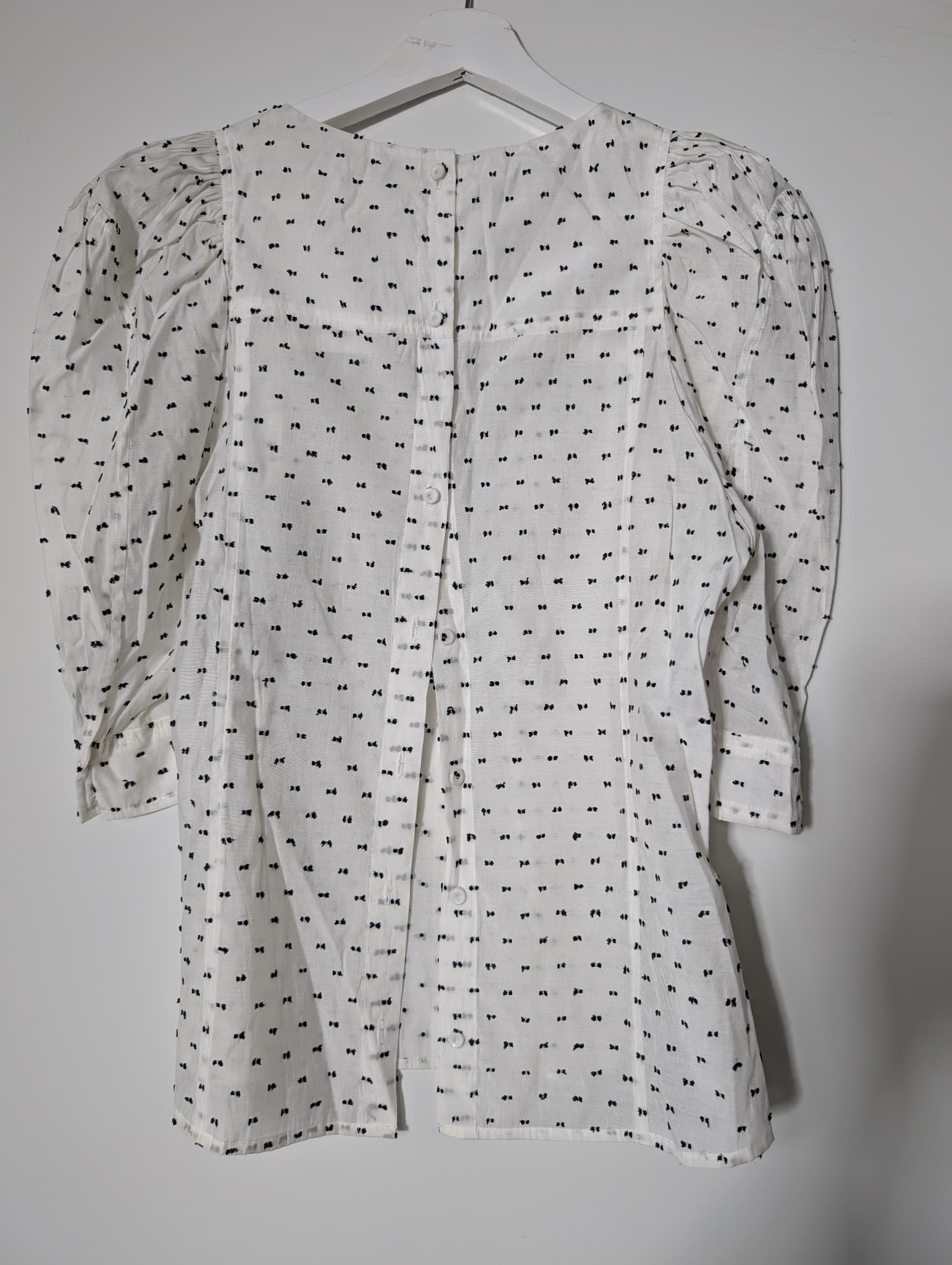 Rebecca Taylor White Blouse with Black Embroidered Bows Size 2 — photo 4 of 6