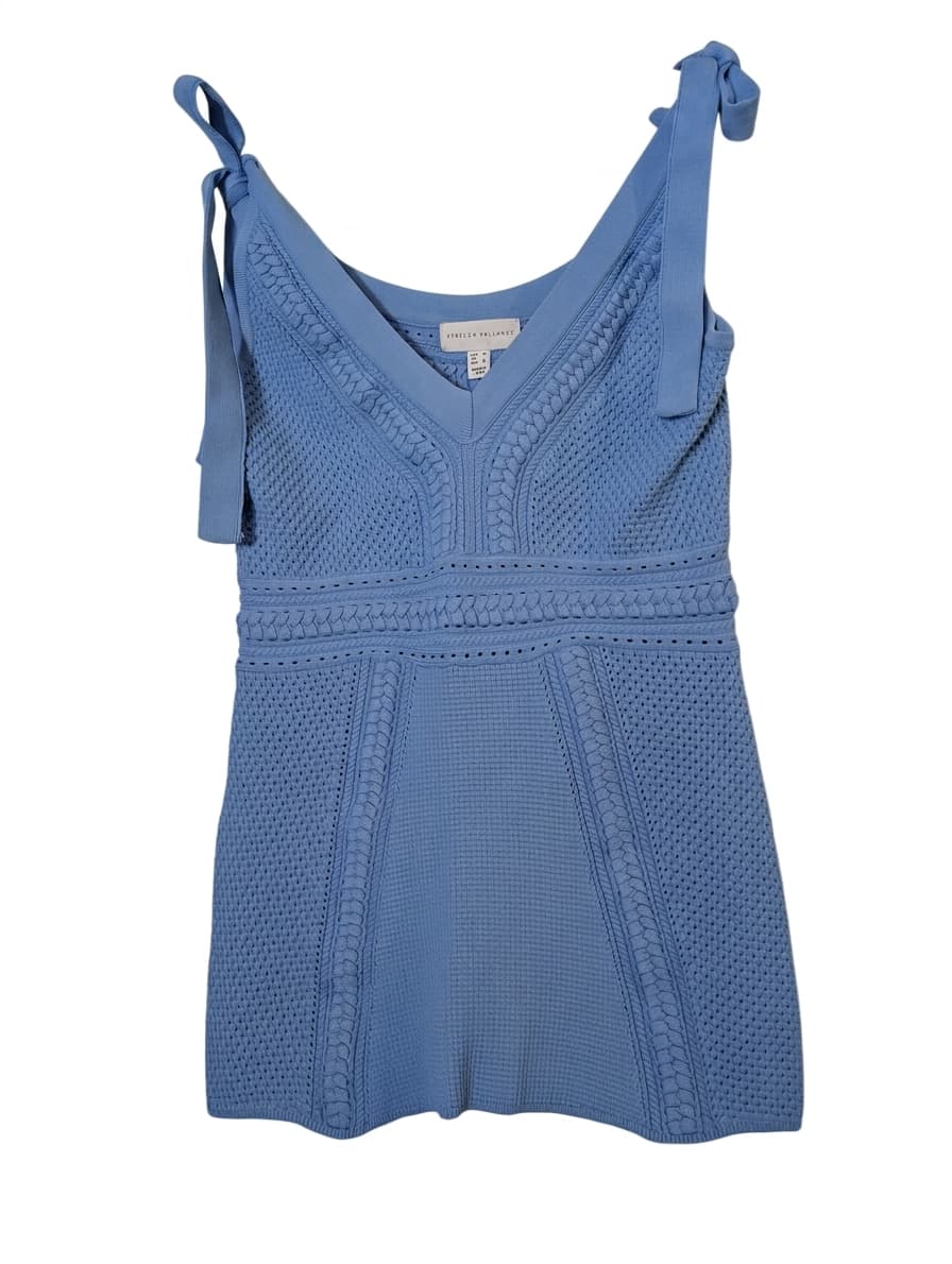Rebecca Vallance Blue Knit Tie-Strap Mini Dress — photo 1 of 4
