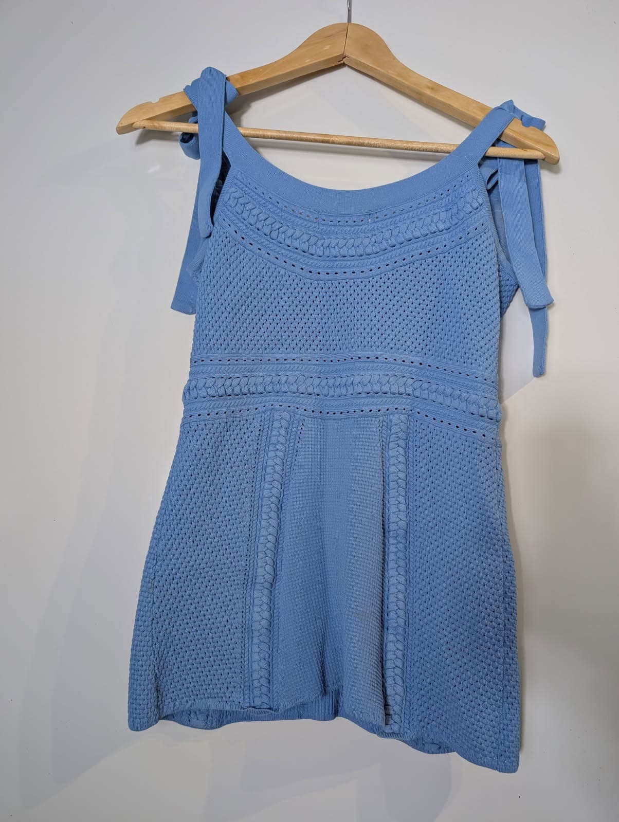 Rebecca Vallance Blue Knit Tie-Strap Mini Dress — photo 3 of 4