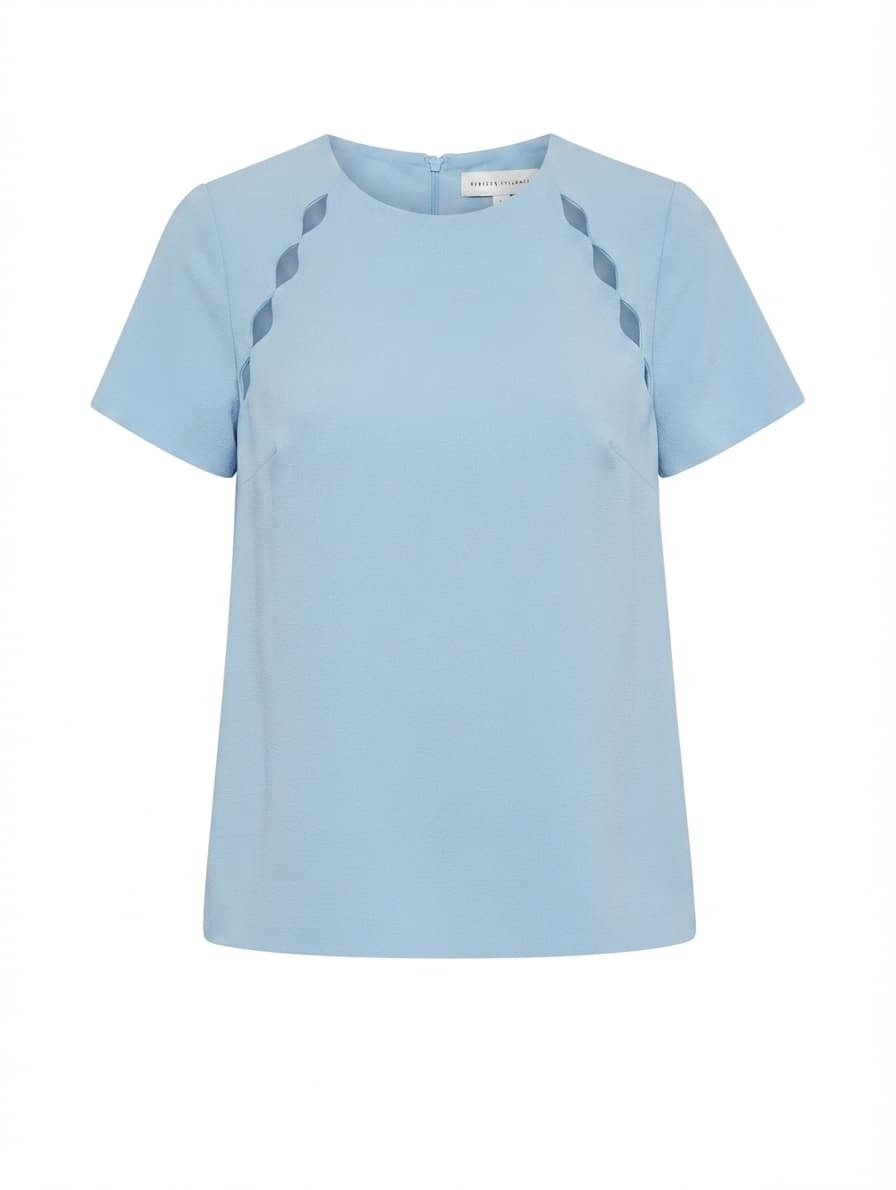 Rebecca Vallance Scalloped Cutout Blouse Light Blue AU 8 — photo 1 of 7