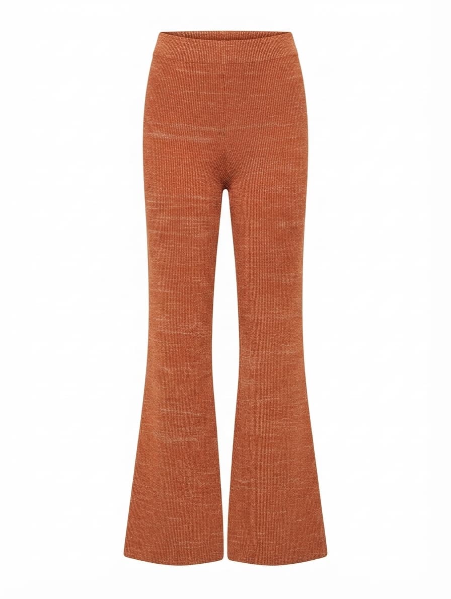 Red Berry Ribbed Knit Flare Pants Orange Women's Size S — photo 1 of 7