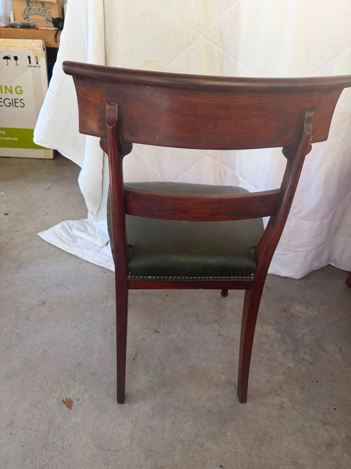 Regency Style Mahogany Dining Chair Green Leather Seat — photo 4 of 4
