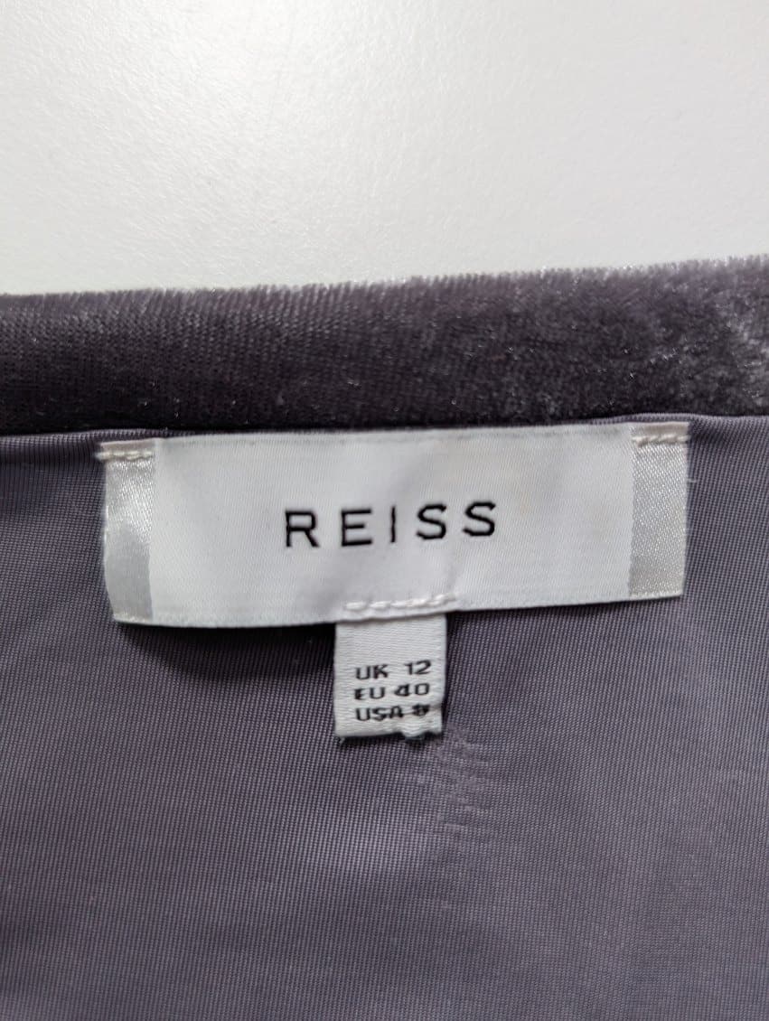 Reiss Grey Velvet Long Sleeve Dress - Size UK 12 — photo 5 of 8