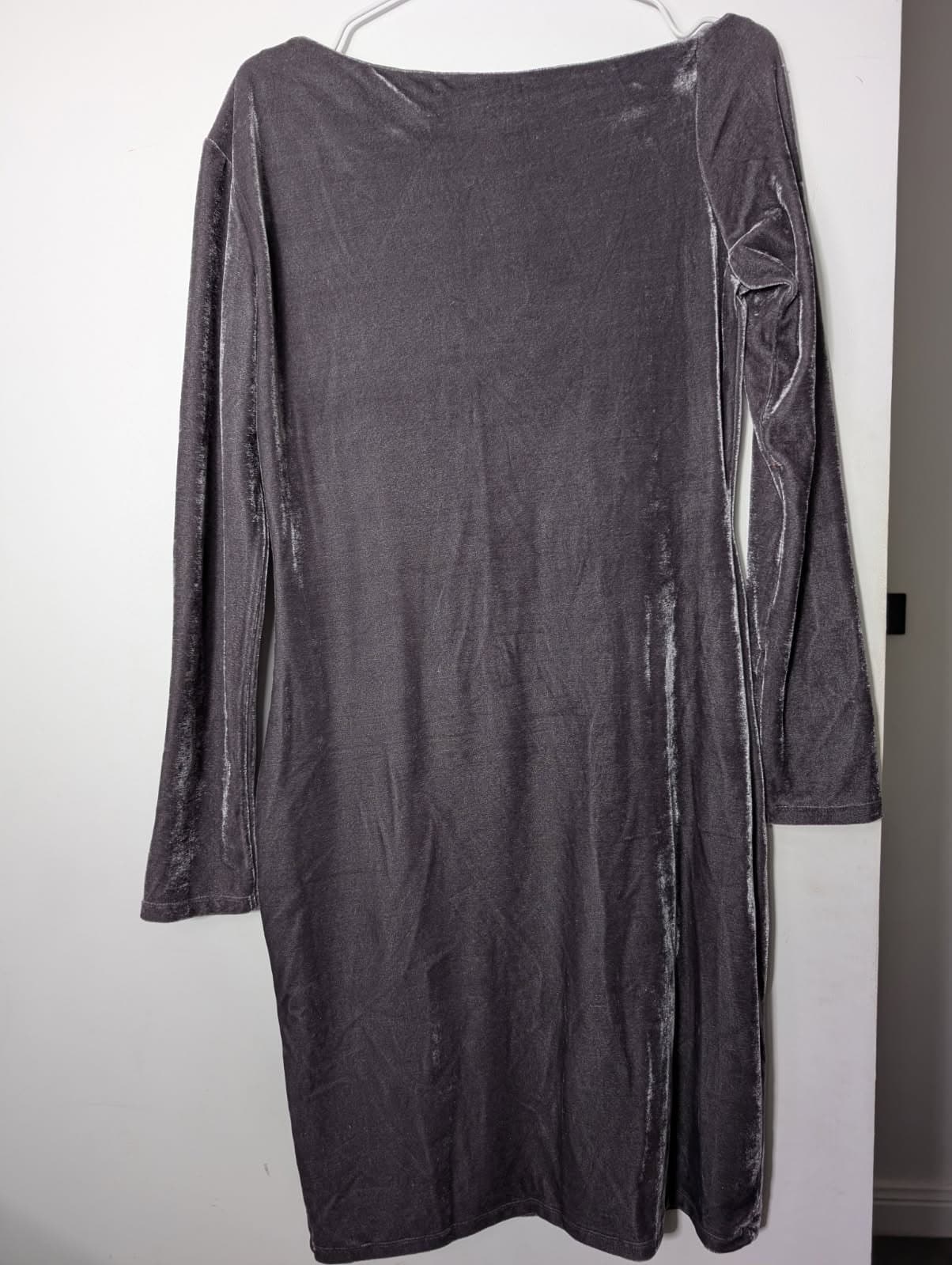 Reiss Grey Velvet Long Sleeve Dress - Size UK 12 — photo 2 of 8