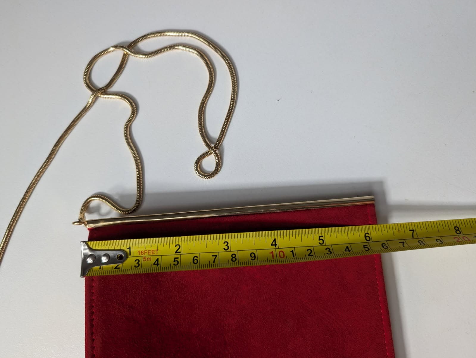 Reiss London Suede Clutch Bag Red with Gold Tone Chain Strap — photo 3 of 8