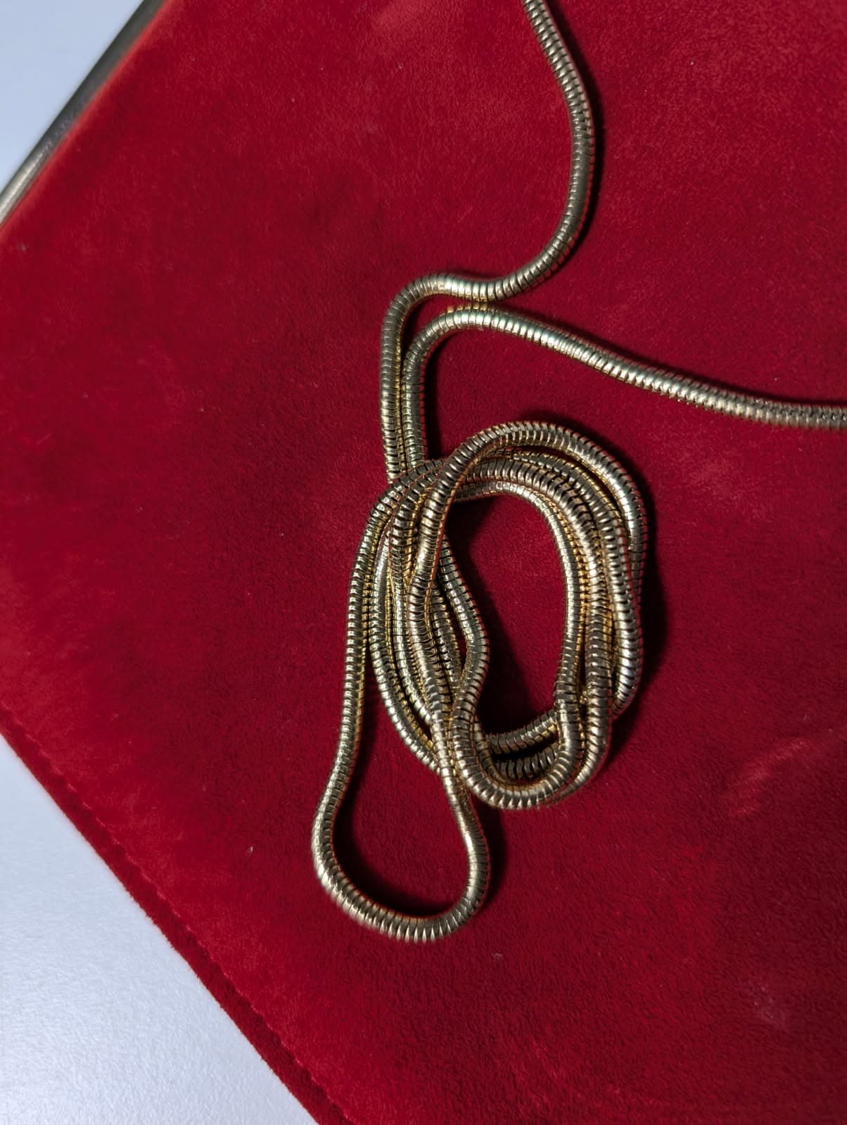 Reiss London Suede Clutch Bag Red with Gold Tone Chain Strap — photo 7 of 8