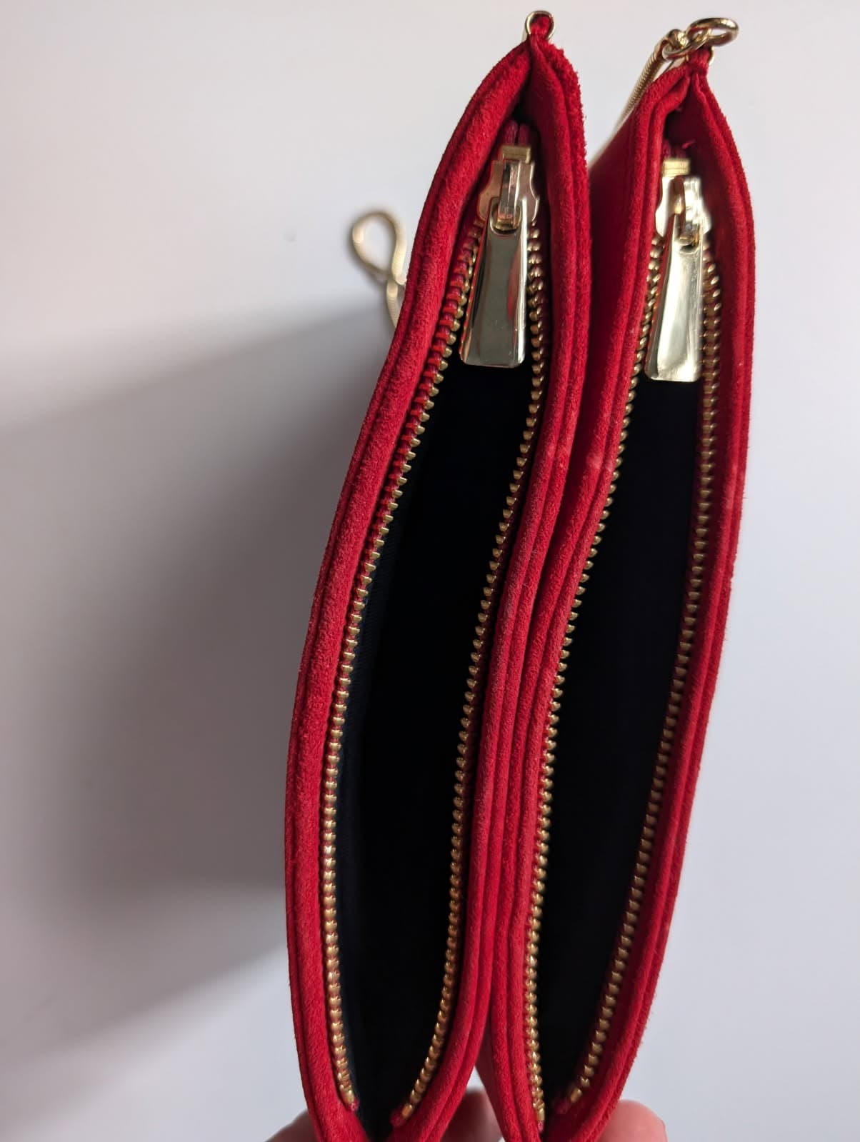 Reiss London Suede Clutch Bag Red with Gold Tone Chain Strap — photo 8 of 8