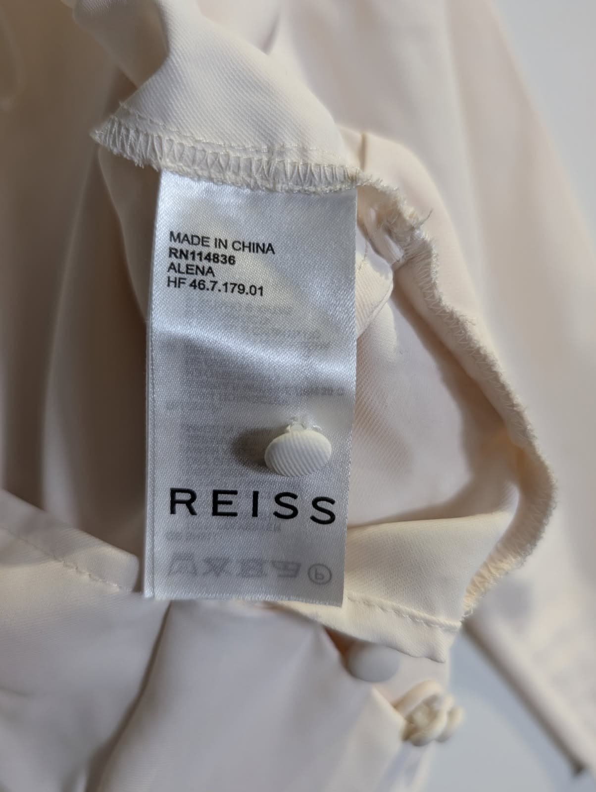 Reiss V-Neck Button-Front Blouse Cream Women's UK 8 — photo 4 of 8