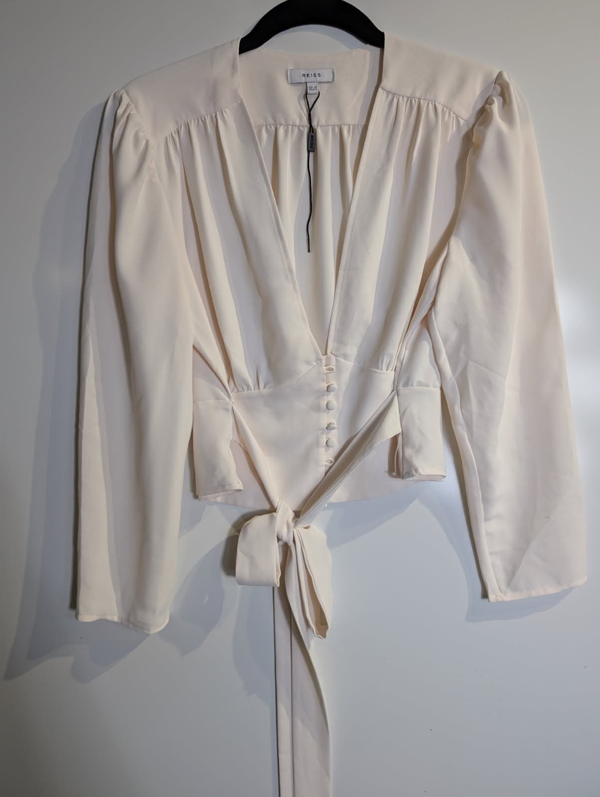 Reiss V-Neck Button-Front Blouse Cream Women's UK 8 — photo 5 of 8