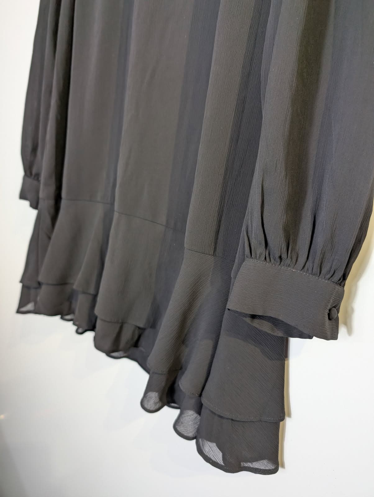 Reux Black Long Sleeve Ruffle Hem Mini Dress — photo 4 of 8