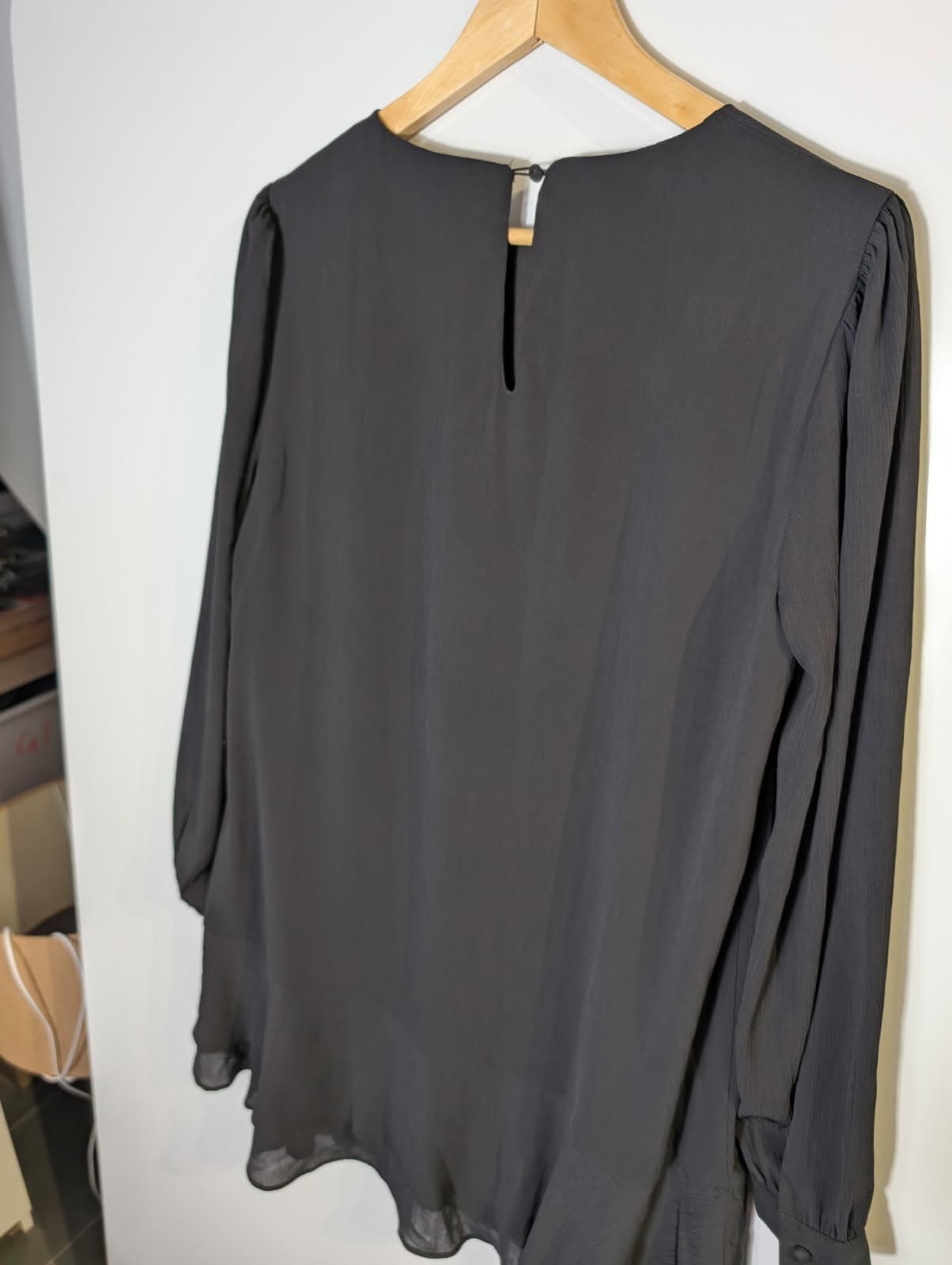 Reux Black Long Sleeve Ruffle Hem Mini Dress — photo 8 of 8
