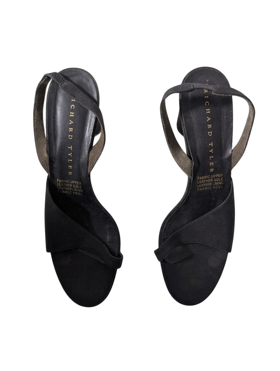 Richard Tyler Black Satin Slingback Heels - Made In Italy EU 38 — photo 1 of 7