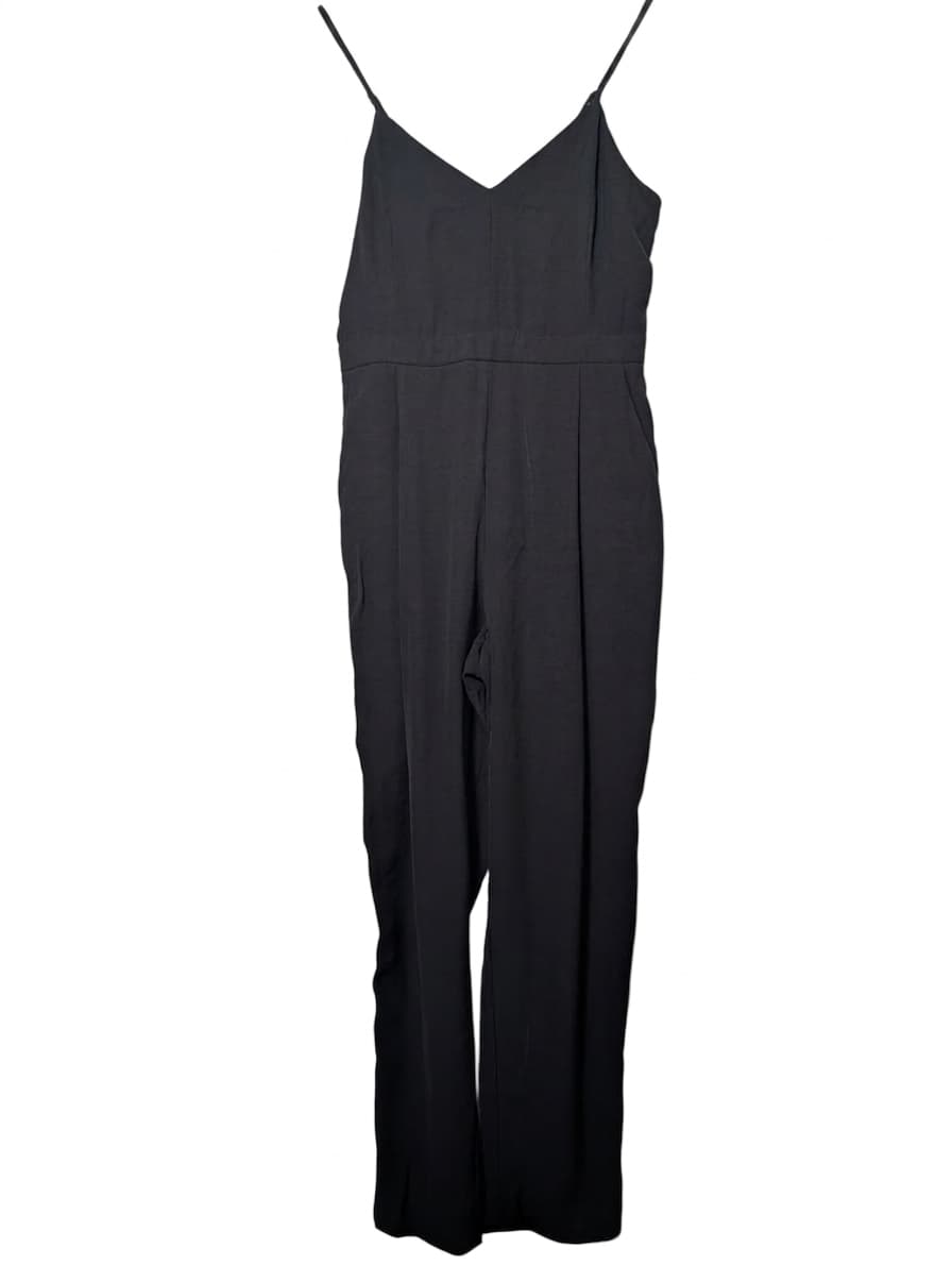 River Island Black Spaghetti Strap V-Neck Jumpsuit Women's Size 10 — photo 1 of 7