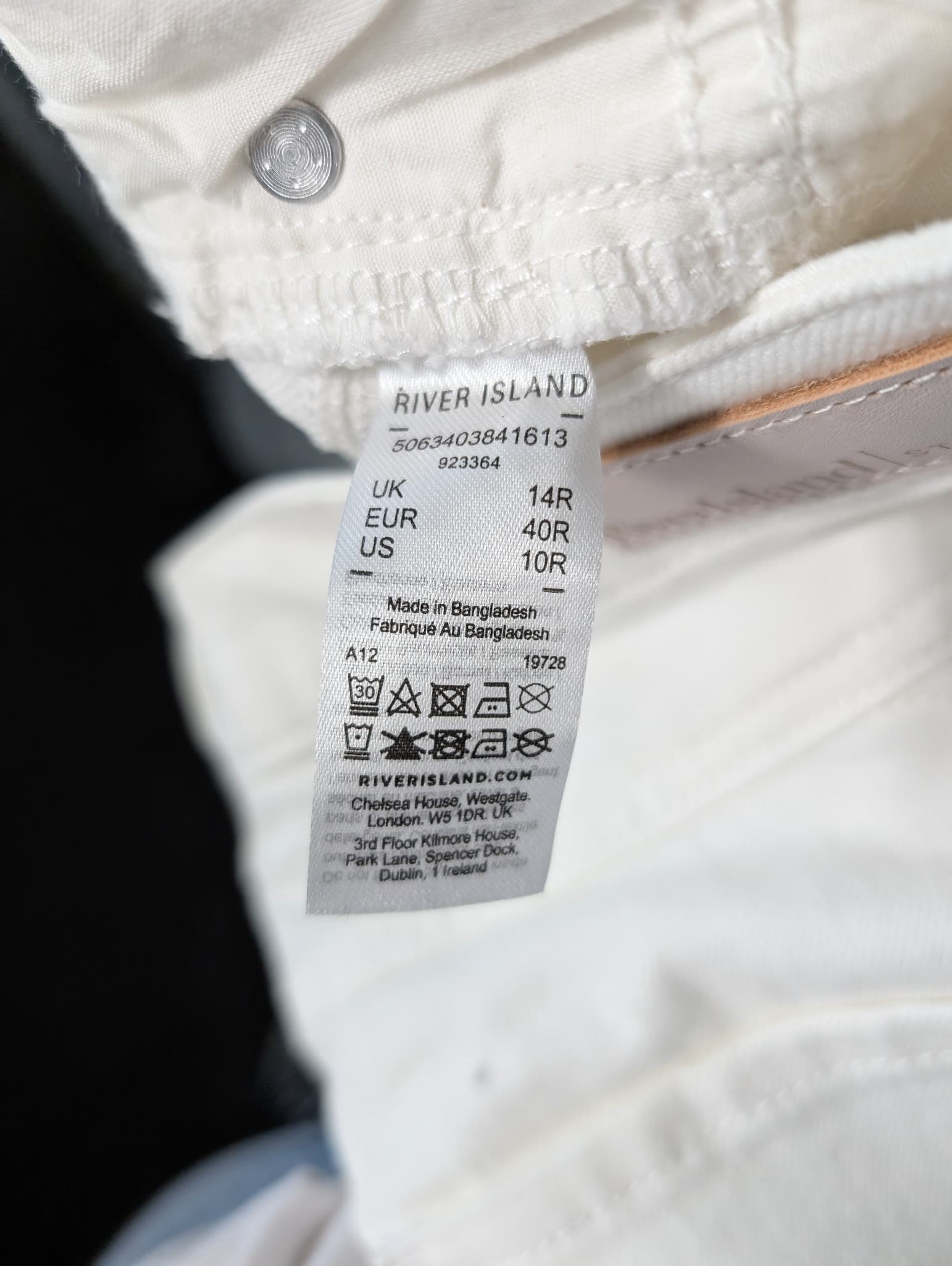 River Island High Waisted Mom Jeans White UK 14R — photo 5 of 6