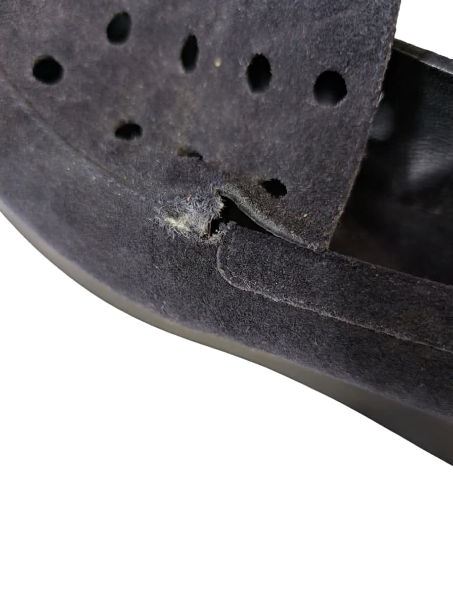 Robert Clergerie Paris Suede Perforated Wedge Loafers - Navy EU 38 — photo 2 of 11