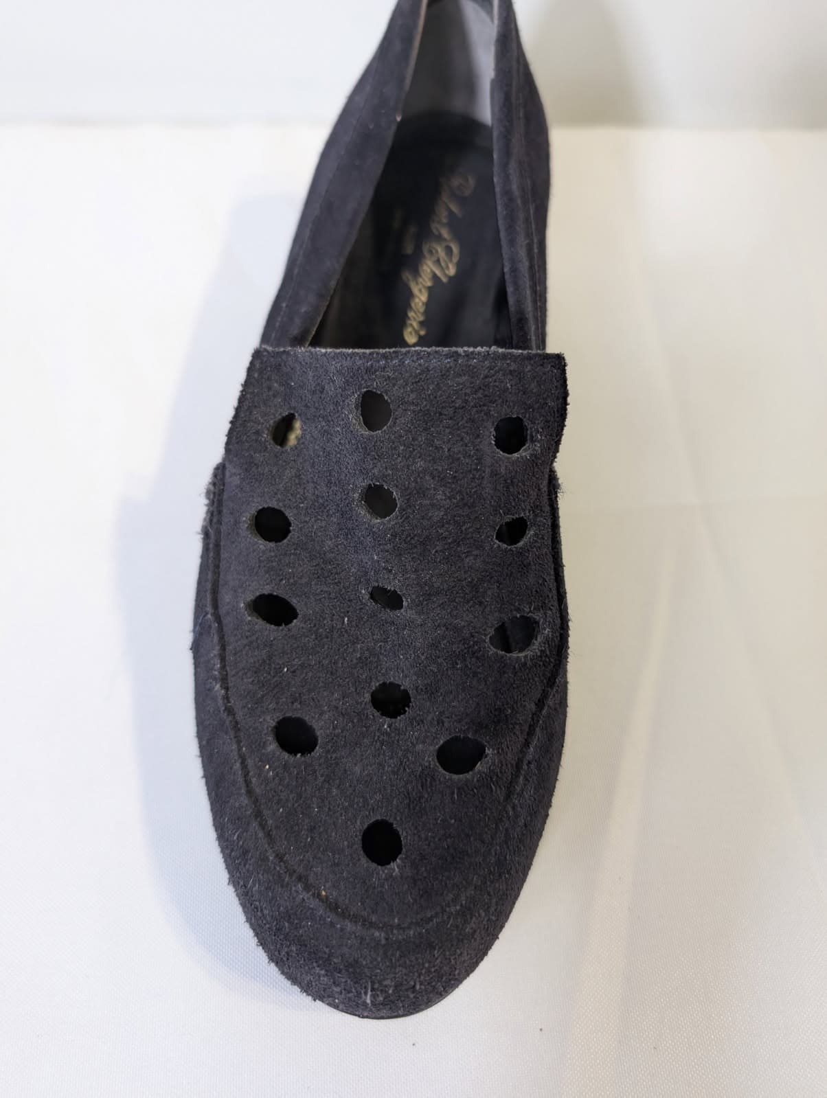 Robert Clergerie Paris Suede Perforated Wedge Loafers - Navy EU 38 — photo 5 of 11