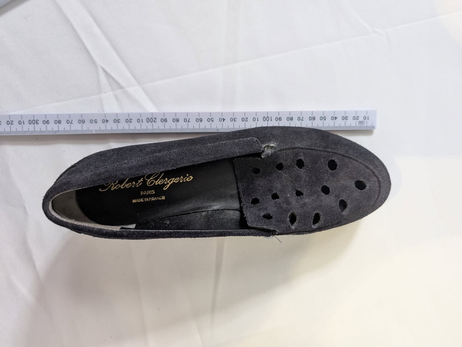 Robert Clergerie Paris Suede Perforated Wedge Loafers - Navy EU 38 — photo 7 of 11