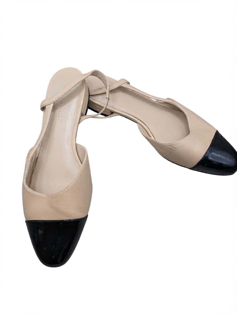 Ross & Here Cap-Toe Slingback Flats Beige and Black Size 9 — photo 1 of 10
