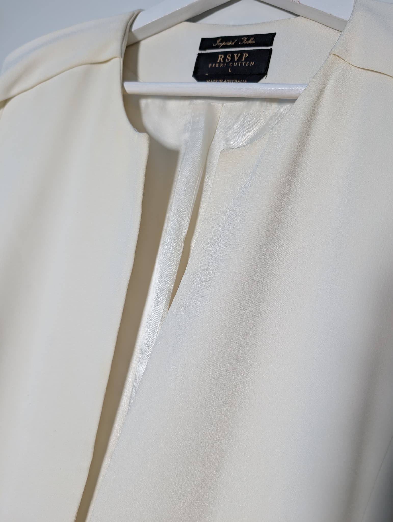RSVP PERRI CUTTEN Open Front Coat White Size L — photo 3 of 7