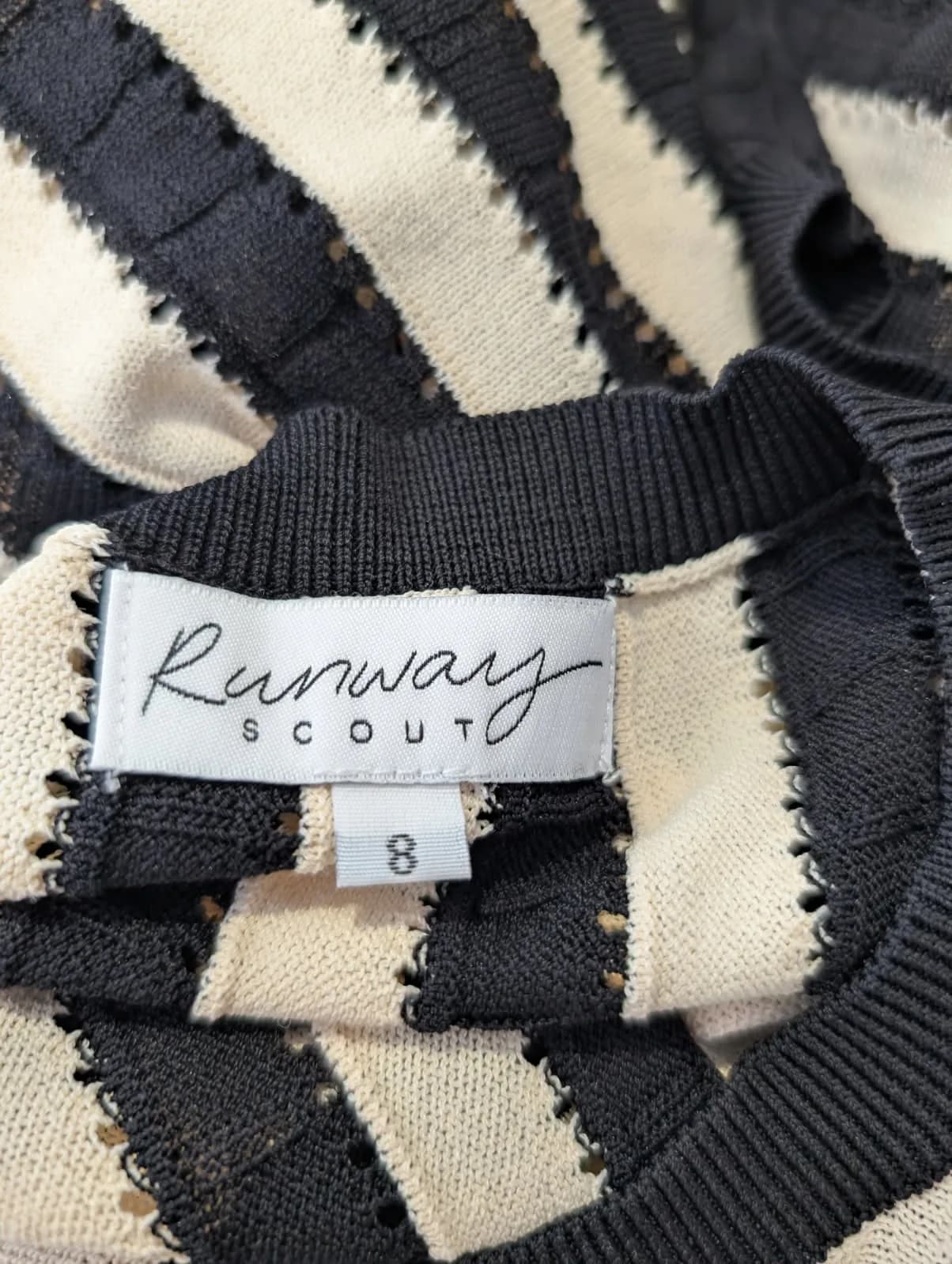 Runway Scout Knit Midi Dress Black and Cream Striped — photo 3 of 6