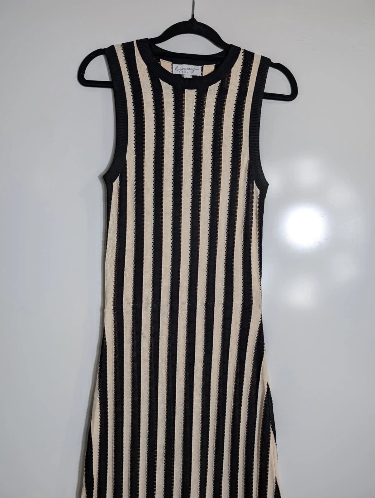 Runway Scout Knit Midi Dress Black and Cream Striped — photo 5 of 6