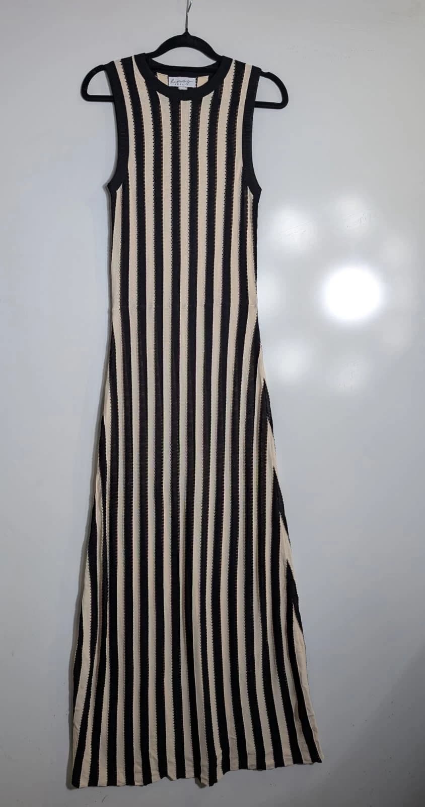 Runway Scout Knit Midi Dress Black and Cream Striped — photo 6 of 6