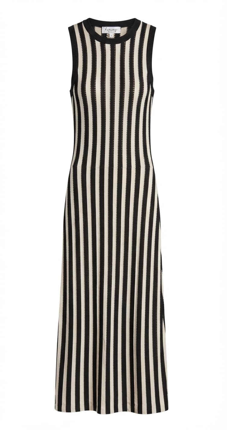 Runway Scout Striped Knit Midi Dress Black & Cream Size 8 — photo 1 of 5