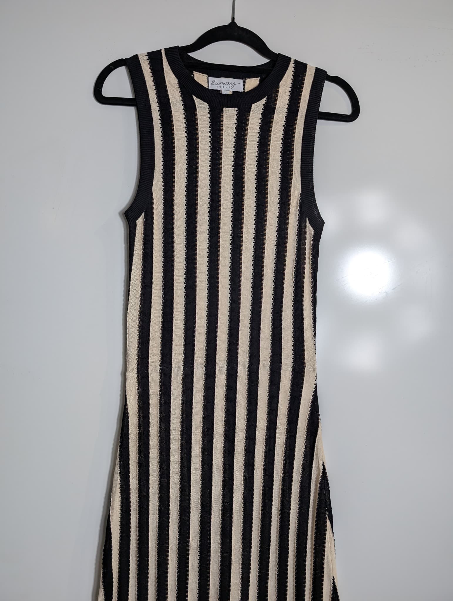 Runway Scout Striped Knit Midi Dress Black & Cream Size 8 — photo 2 of 5