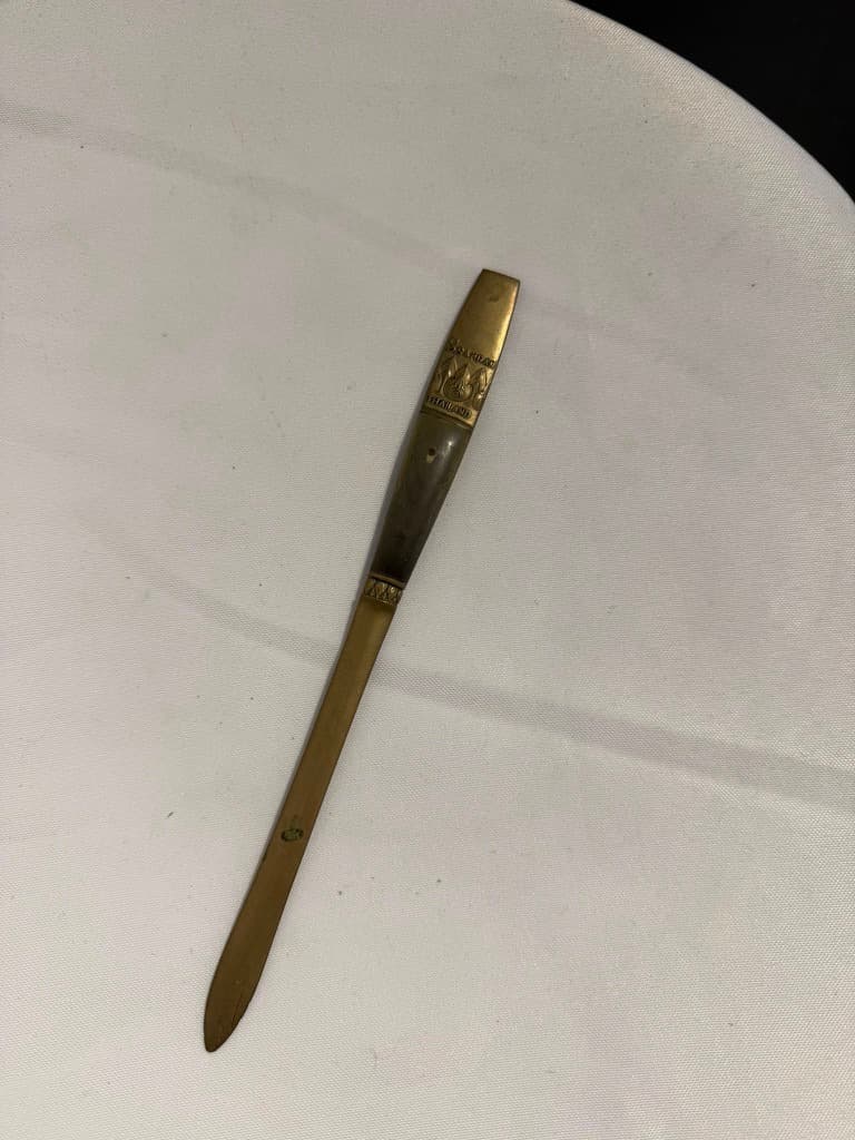S. Samran Vintage Brass and Horn Letter Opener Gold and Brown — photo 3 of 4