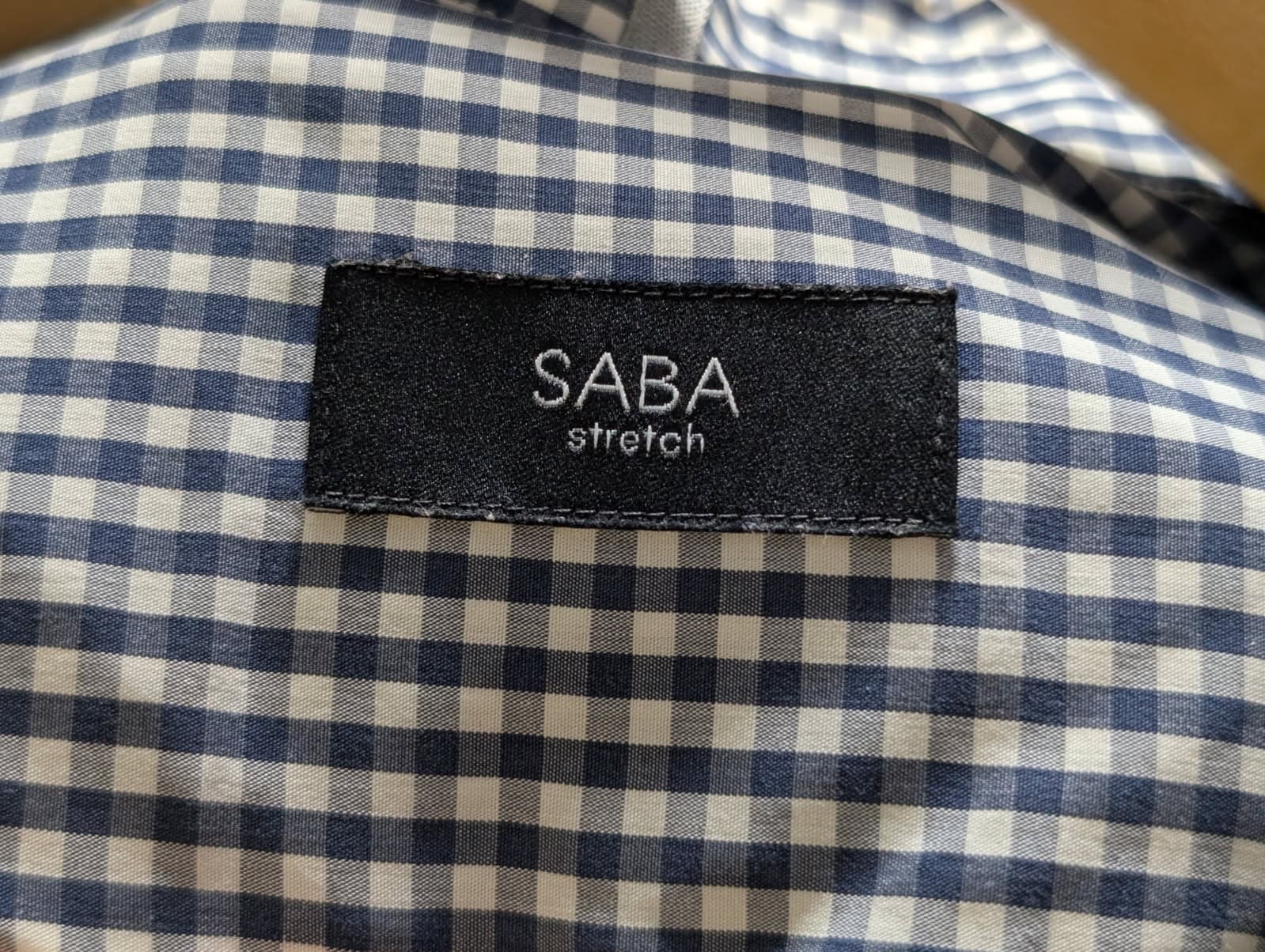 Saba Men's Long Sleeve Button-Down Shirt Navy White Gingham — photo 6 of 6