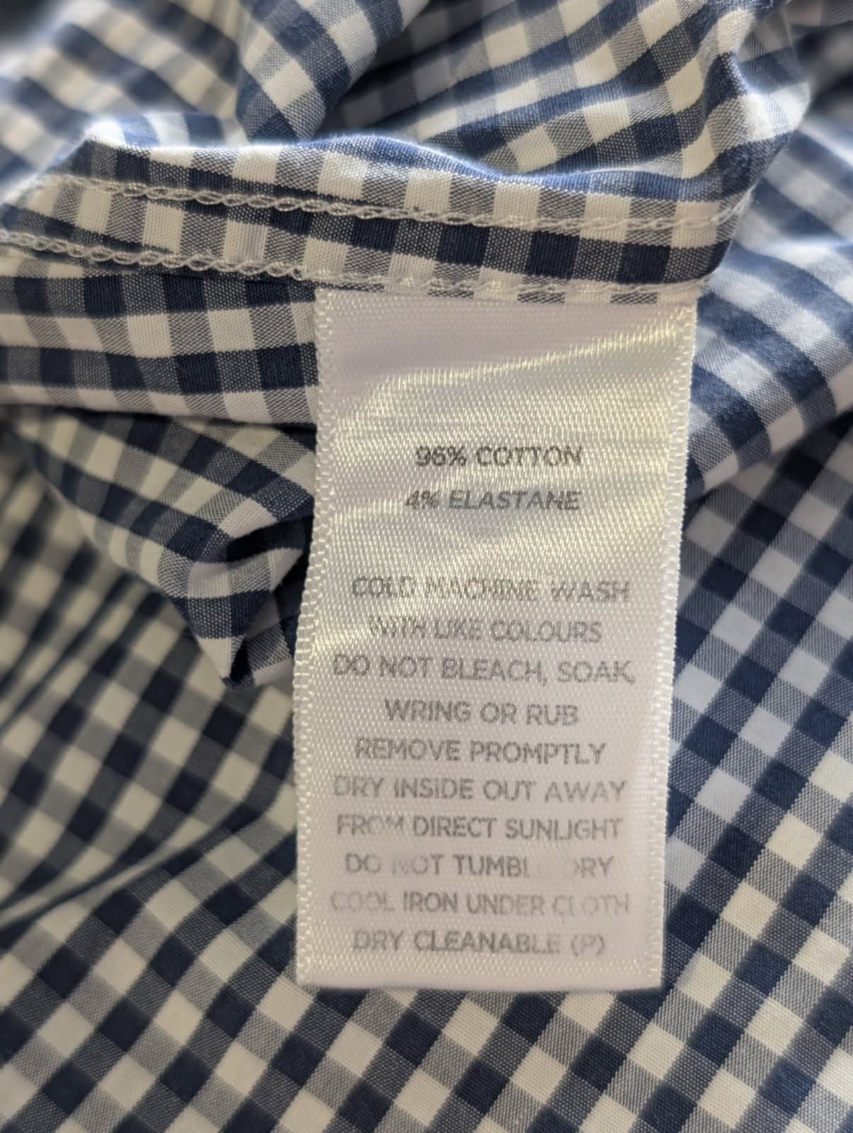 Saba Men's Long Sleeve Button-Down Shirt Navy White Gingham — photo 5 of 6
