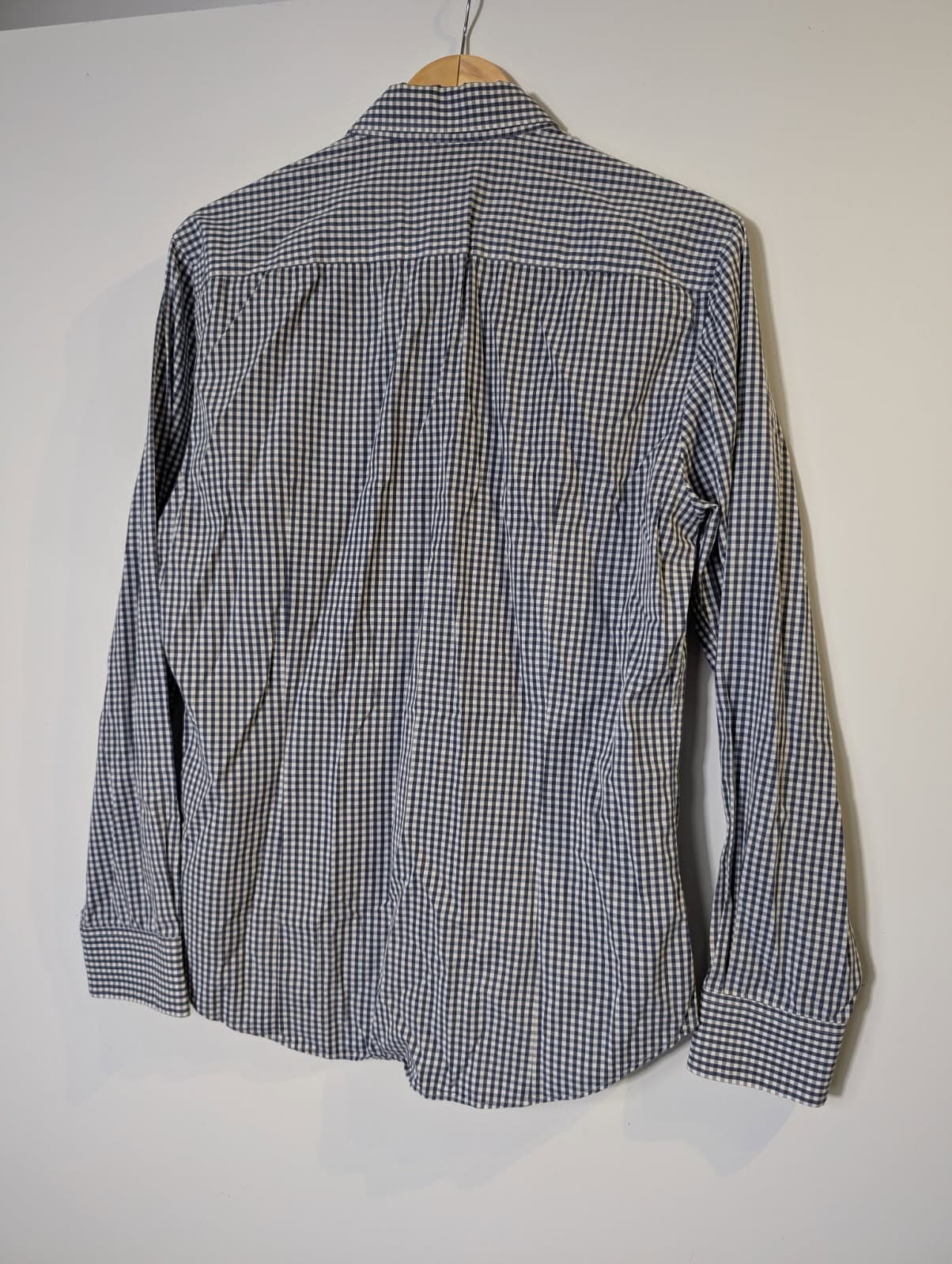 Saba Men's Long Sleeve Button-Down Shirt Navy White Gingham — photo 3 of 6