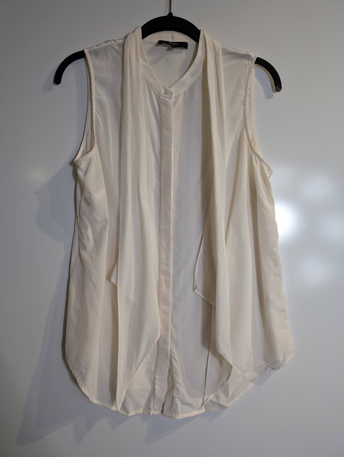 SABA Sleeveless Tie-Neck Silk Blouse Ivory — photo 4 of 4