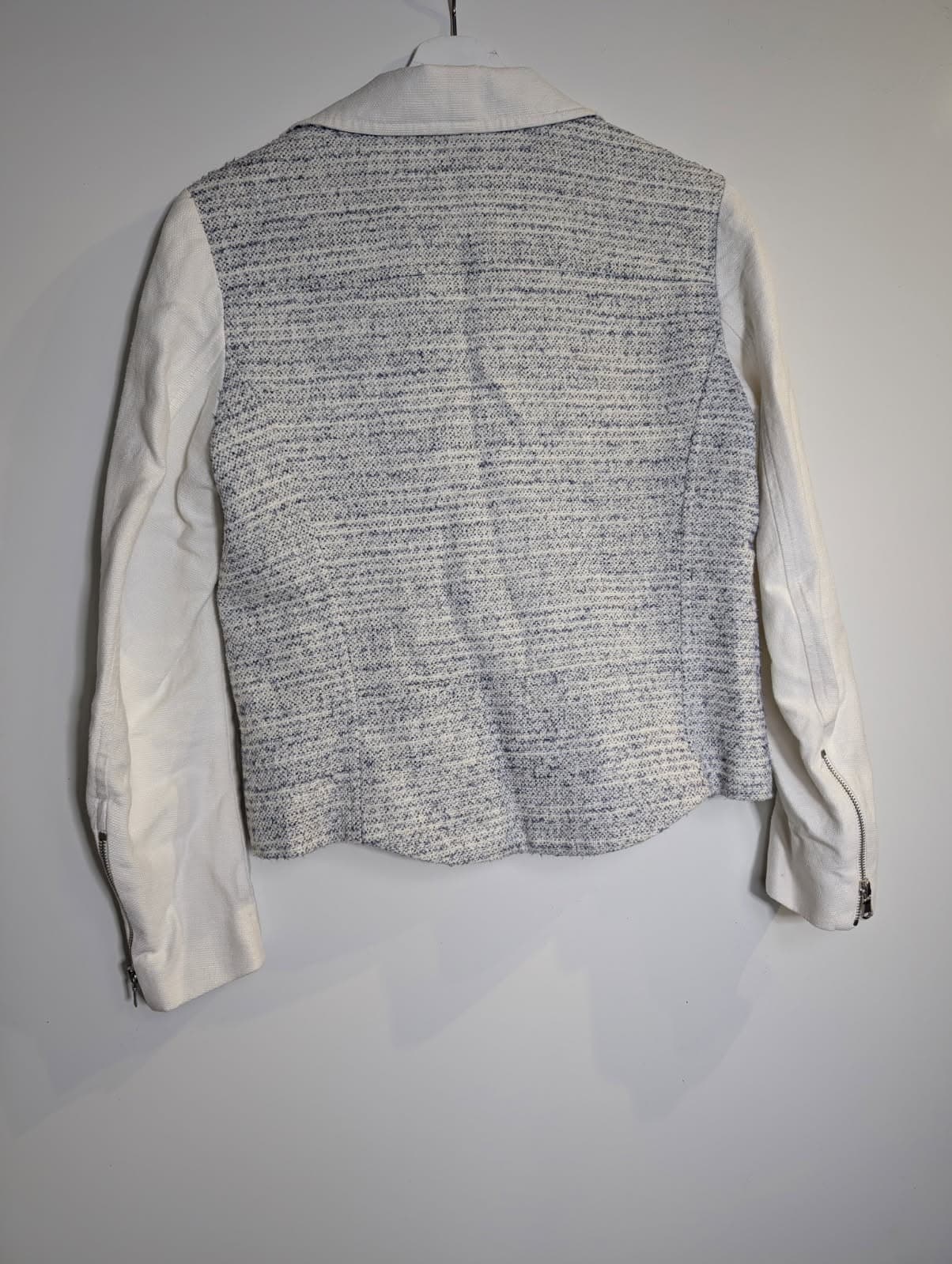 Sandro Paris Tweed and Canvas Biker Jacket Women's Size 40 — photo 4 of 5