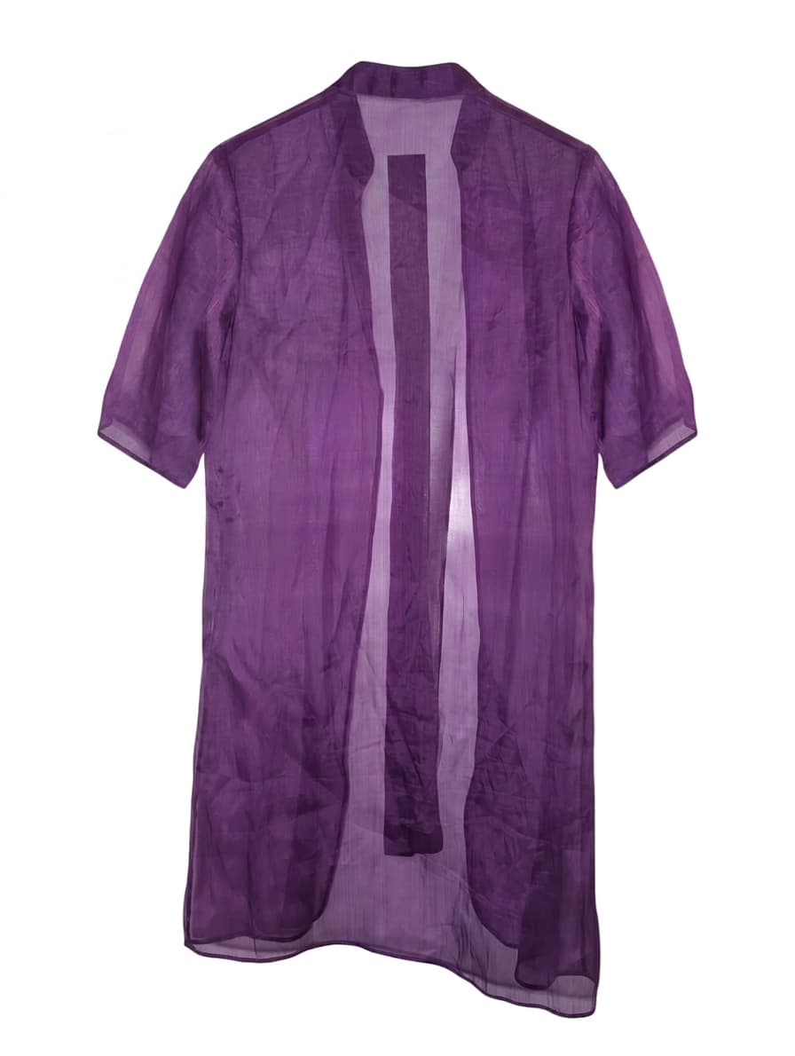 Sarissa 100% Silk Sheer Purple Organza Duster Kimono Cardigan — photo 1 of 7