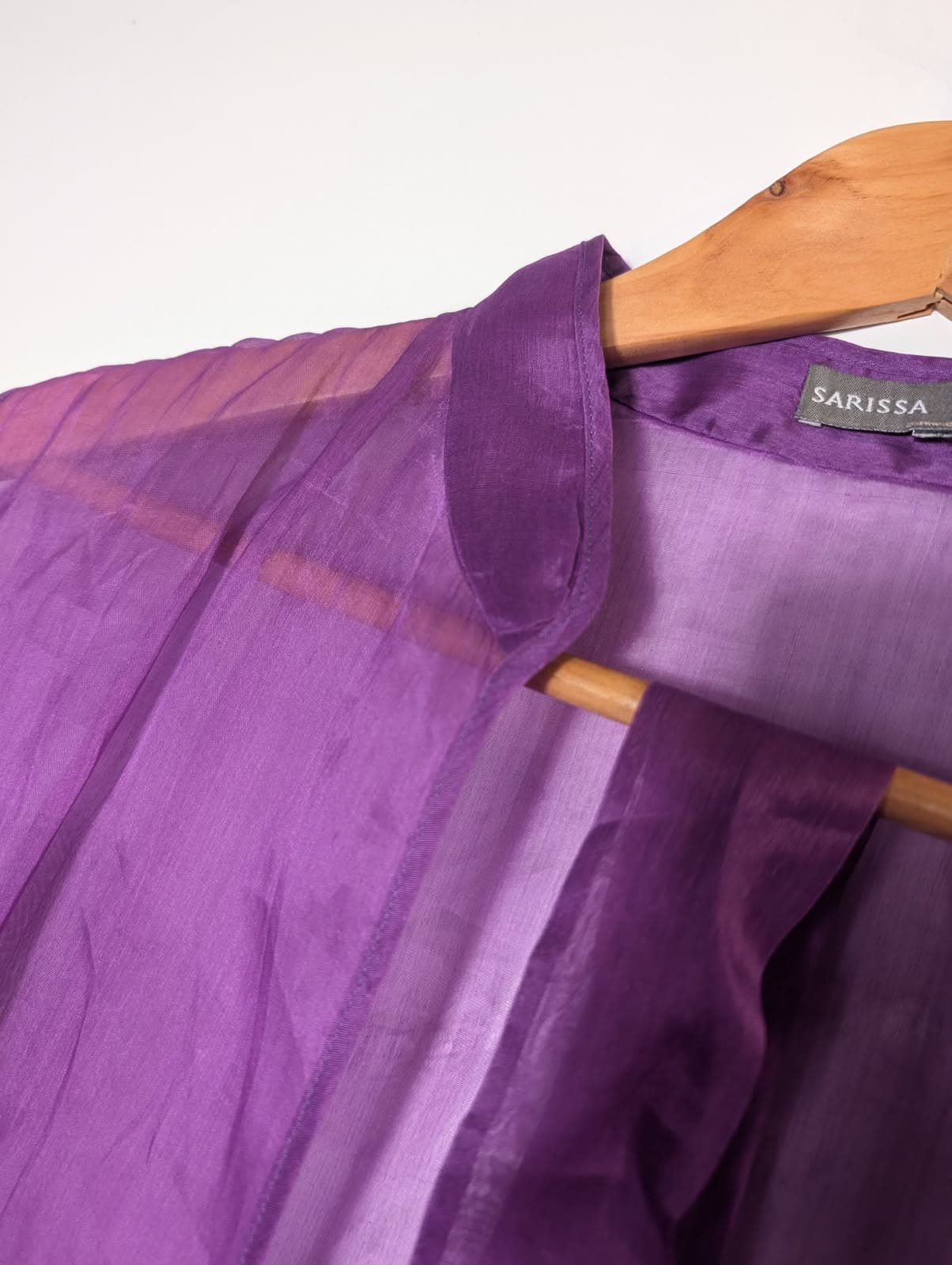 Sarissa 100% Silk Sheer Purple Organza Duster Kimono Cardigan — photo 4 of 7