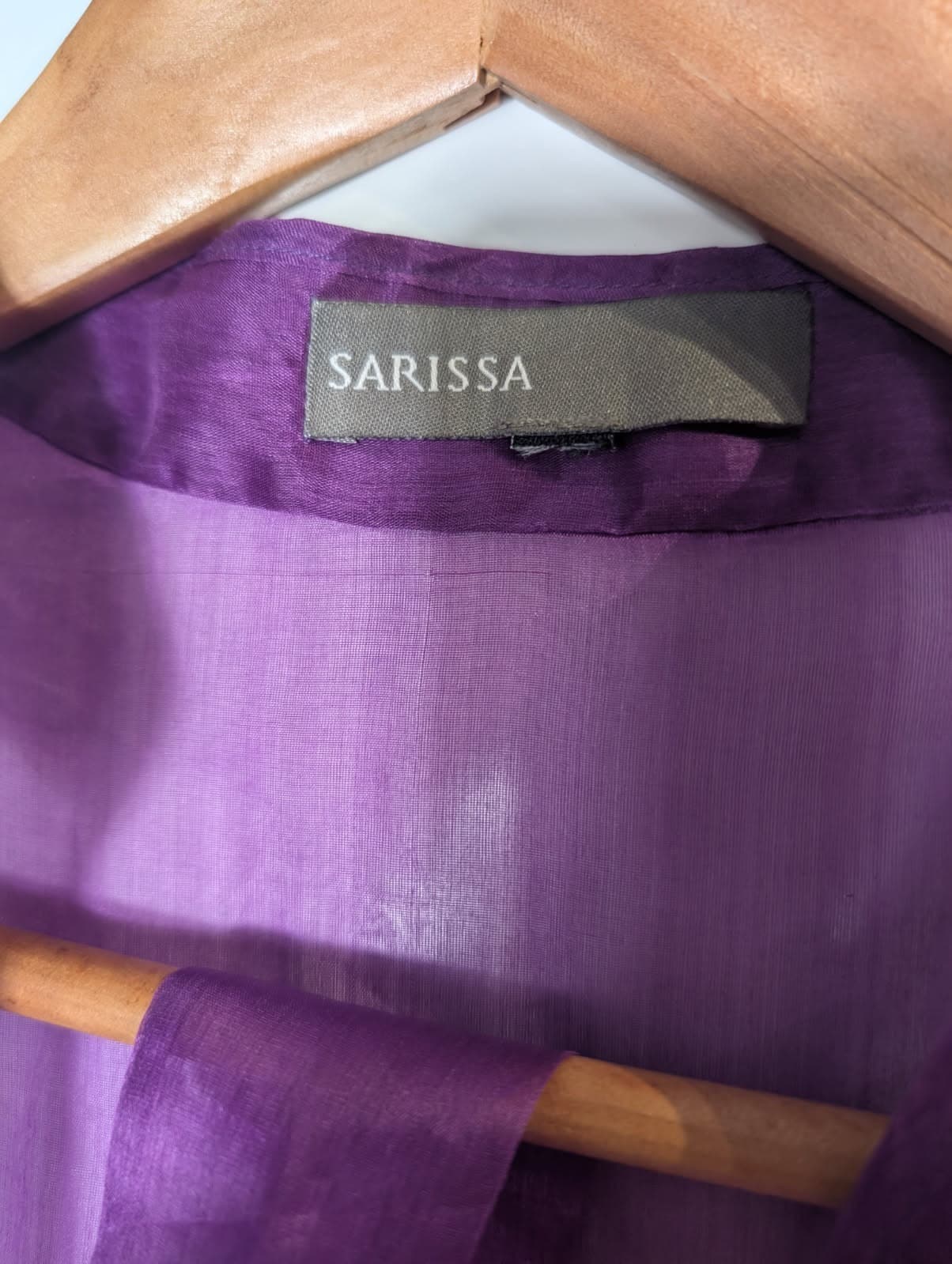 Sarissa 100% Silk Sheer Purple Organza Duster Kimono Cardigan — photo 5 of 7