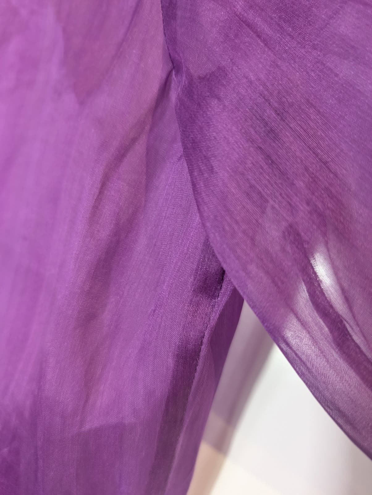 Sarissa 100% Silk Sheer Purple Organza Duster Kimono Cardigan — photo 6 of 7