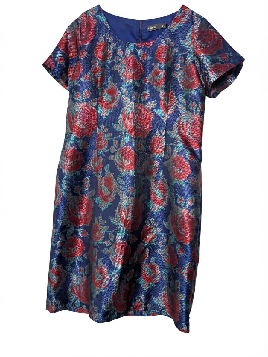 SARISSA Floral Jacquard Shift Dress and Jacket Set Blue Red XL — photo 1 of 6