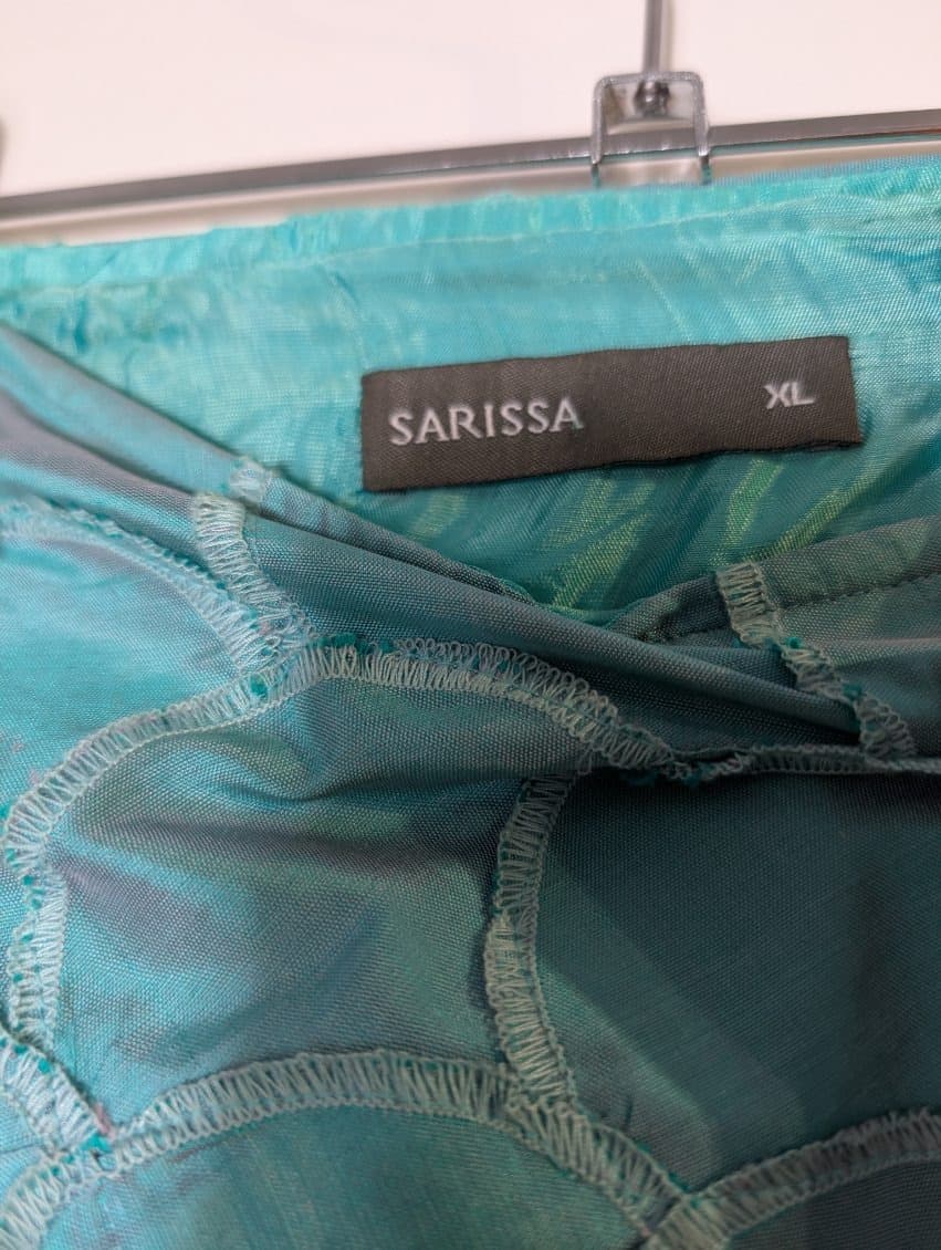 Sarissa Iridescent Teal Shantung Silk Blazer - Women's Size XL — photo 3 of 7