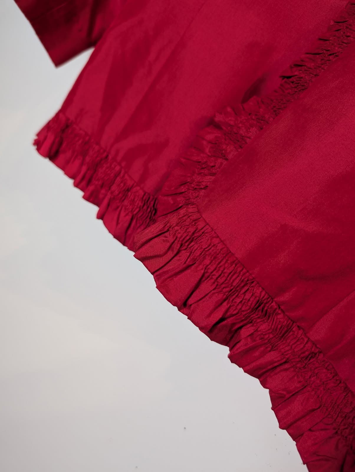 Sarissa Red Silk Ruffled Trim Jacket - Women's Size XL — photo 2 of 7