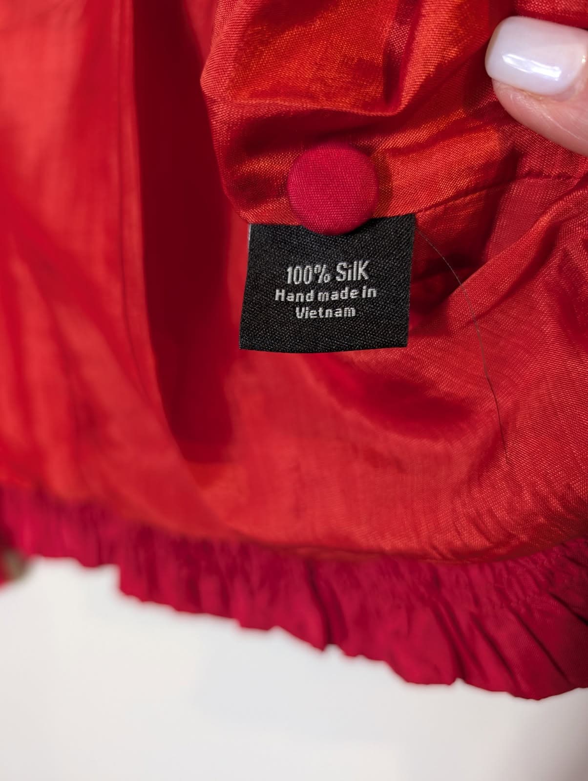 Sarissa Red Silk Ruffled Trim Jacket - Women's Size XL — photo 3 of 7