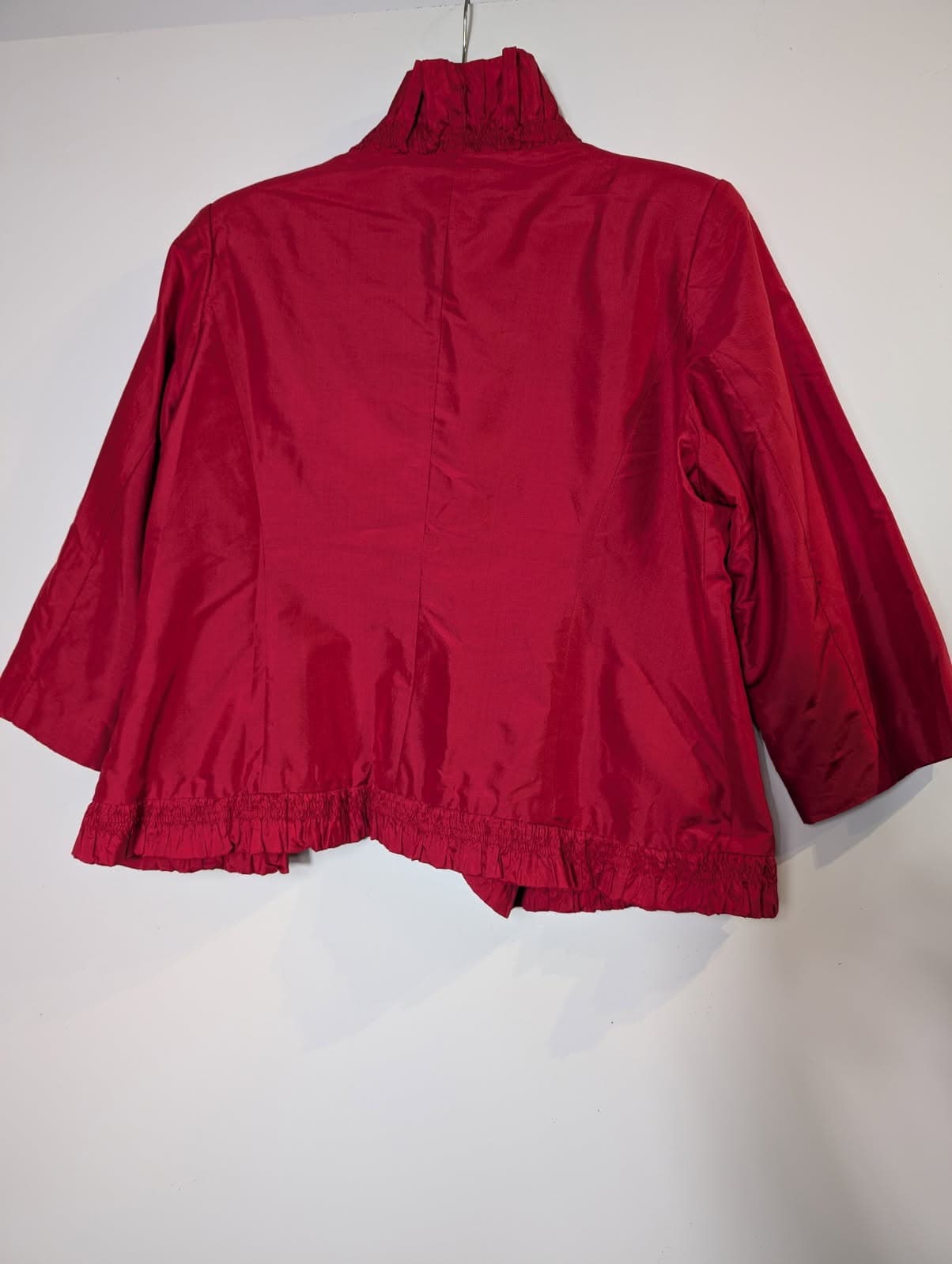 Sarissa Red Silk Ruffled Trim Jacket - Women's Size XL — photo 6 of 7