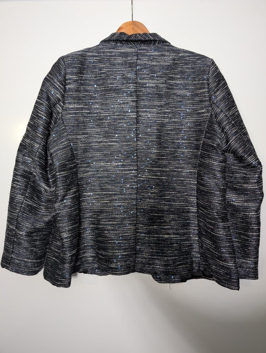 Sarissa Sequin Embellished Blazer - Black & Blue Metallic XXL — photo 2 of 7
