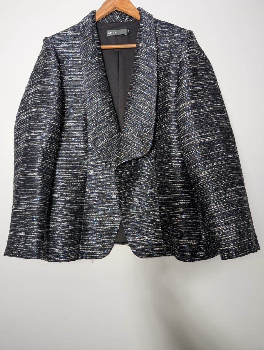 Sarissa Sequin Embellished Blazer - Black & Blue Metallic XXL — photo 5 of 7