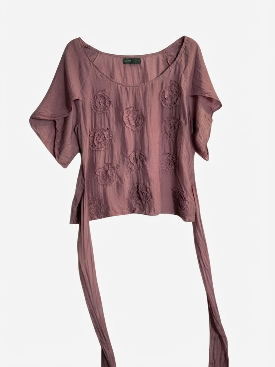 Sarissa Silk Floral Applique Tie-Back Blouse Dusty Rose Size S — photo 1 of 6